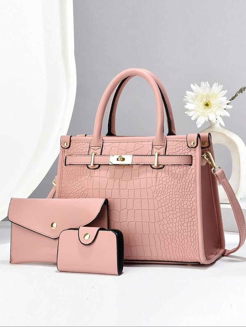 Women'S Fashionable Handbag & Crossbody Bag & Wallet, Casual Versatile Large Capacity Shoulder Bag Set, Trendy All-Match Bag Set for Daily Use