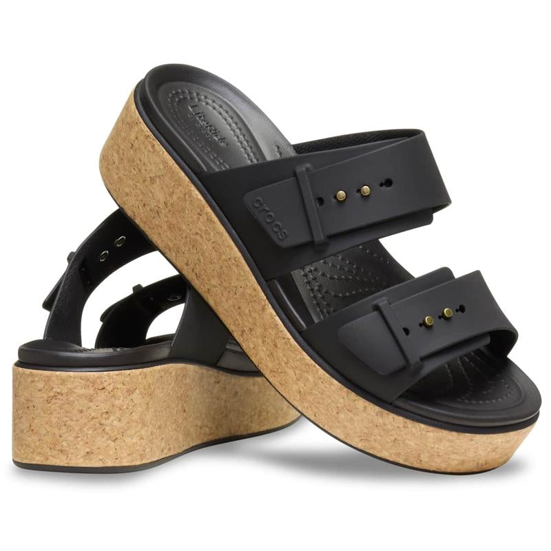 Crocs Adult Brooklyn Cork Buckle, Platform Wedge
