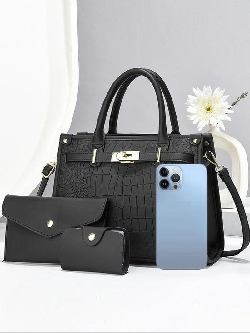 Women'S Fashionable Handbag & Crossbody Bag & Wallet, Casual Versatile Large Capacity Shoulder Bag Set, Trendy All-Match Bag Set for Daily Use