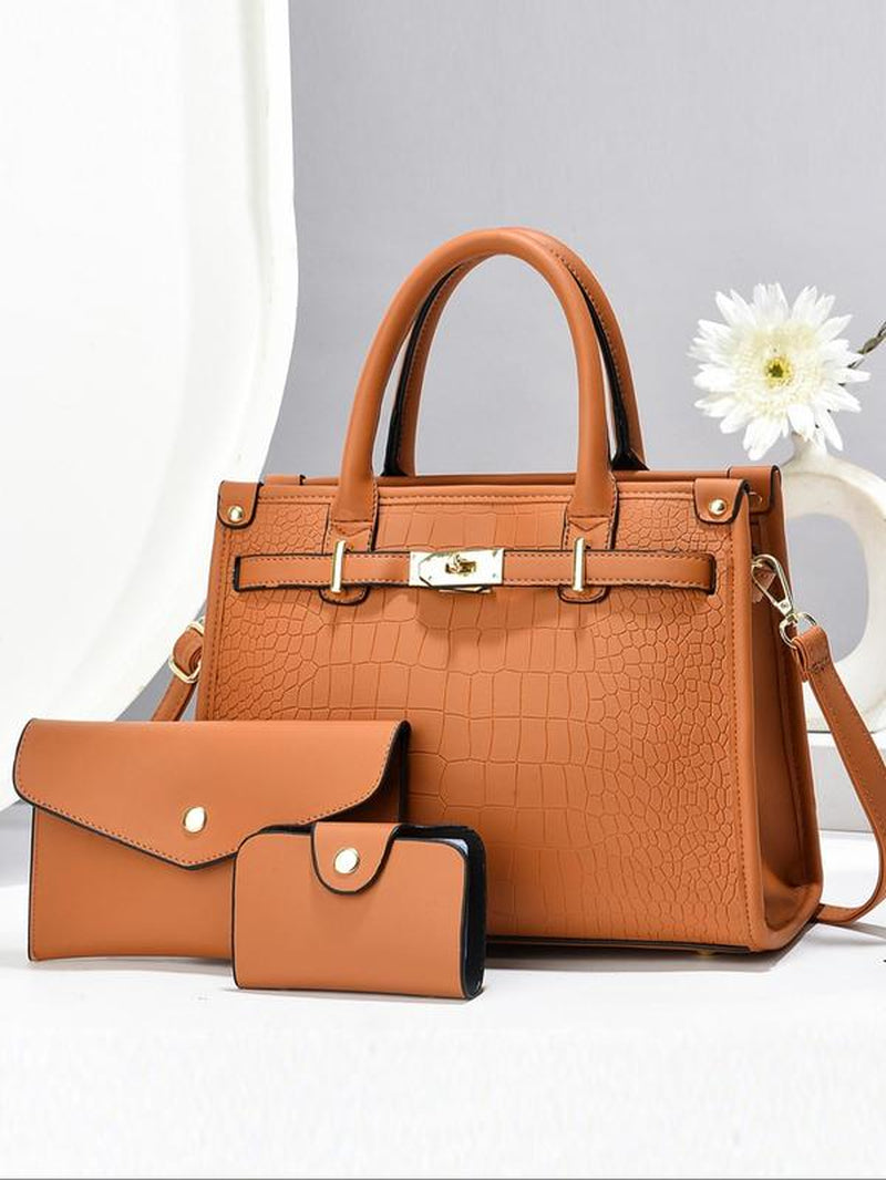 Women'S Fashionable Handbag & Crossbody Bag & Wallet, Casual Versatile Large Capacity Shoulder Bag Set, Trendy All-Match Bag Set for Daily Use