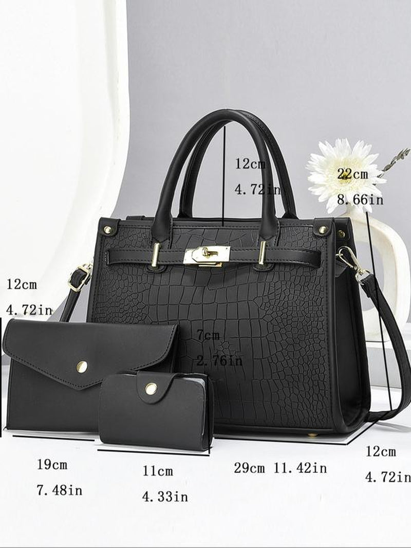 Women'S Fashionable Handbag & Crossbody Bag & Wallet, Casual Versatile Large Capacity Shoulder Bag Set, Trendy All-Match Bag Set for Daily Use