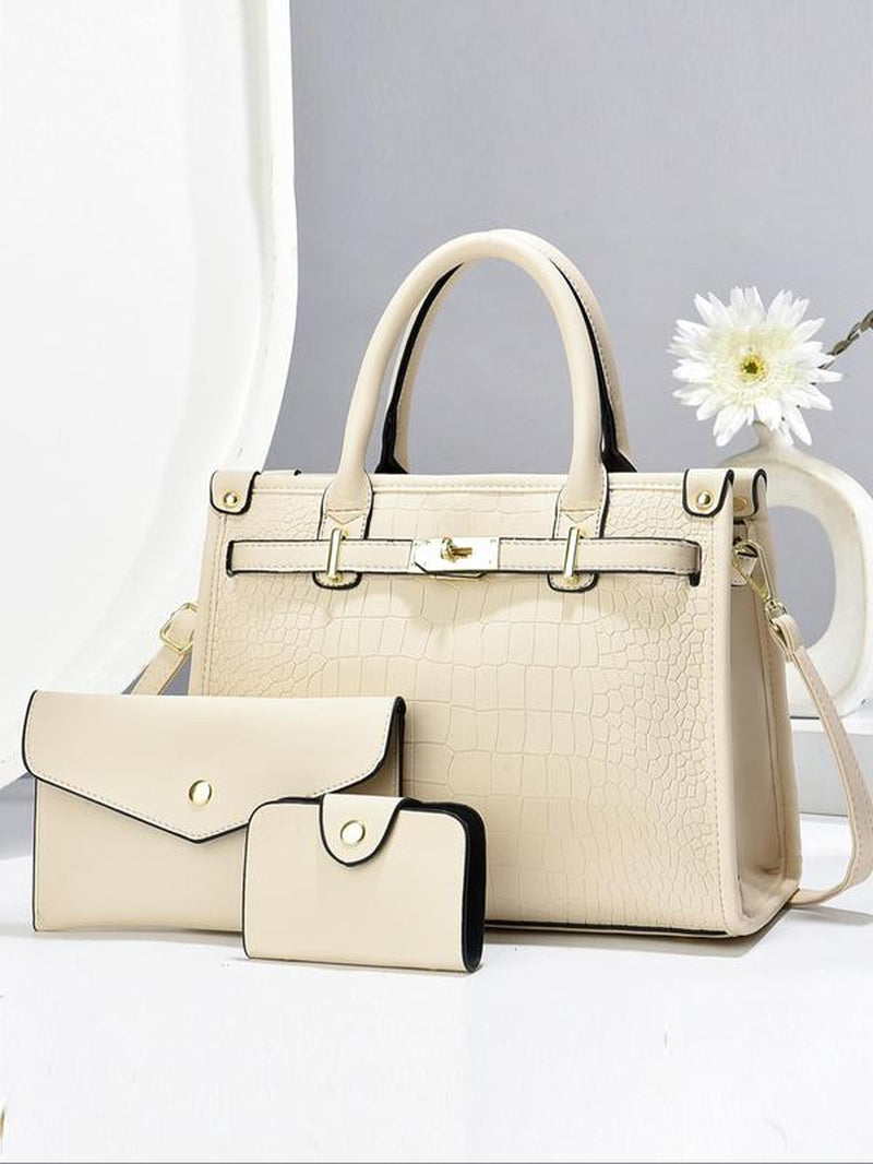 Women'S Fashionable Handbag & Crossbody Bag & Wallet, Casual Versatile Large Capacity Shoulder Bag Set, Trendy All-Match Bag Set for Daily Use