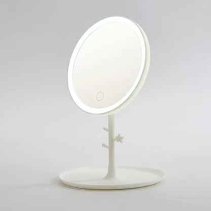 Espejo de maquillaje con pantalla táctil LED, espejo plegable con iluminación, 3 modos de luz de colores, recargable por USB, herramientas de espejo cosmético.